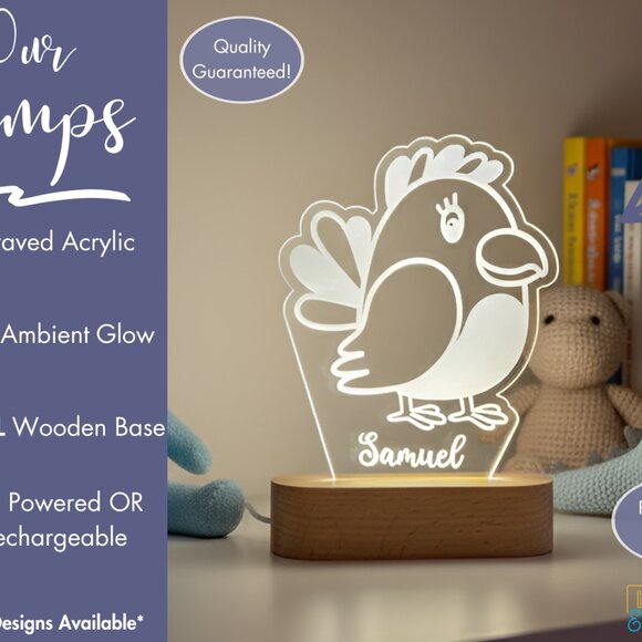 Rooster Chick Custom Name Light • Personalized LED Cloud Decor • Baby Gift - Picture 3 of 8